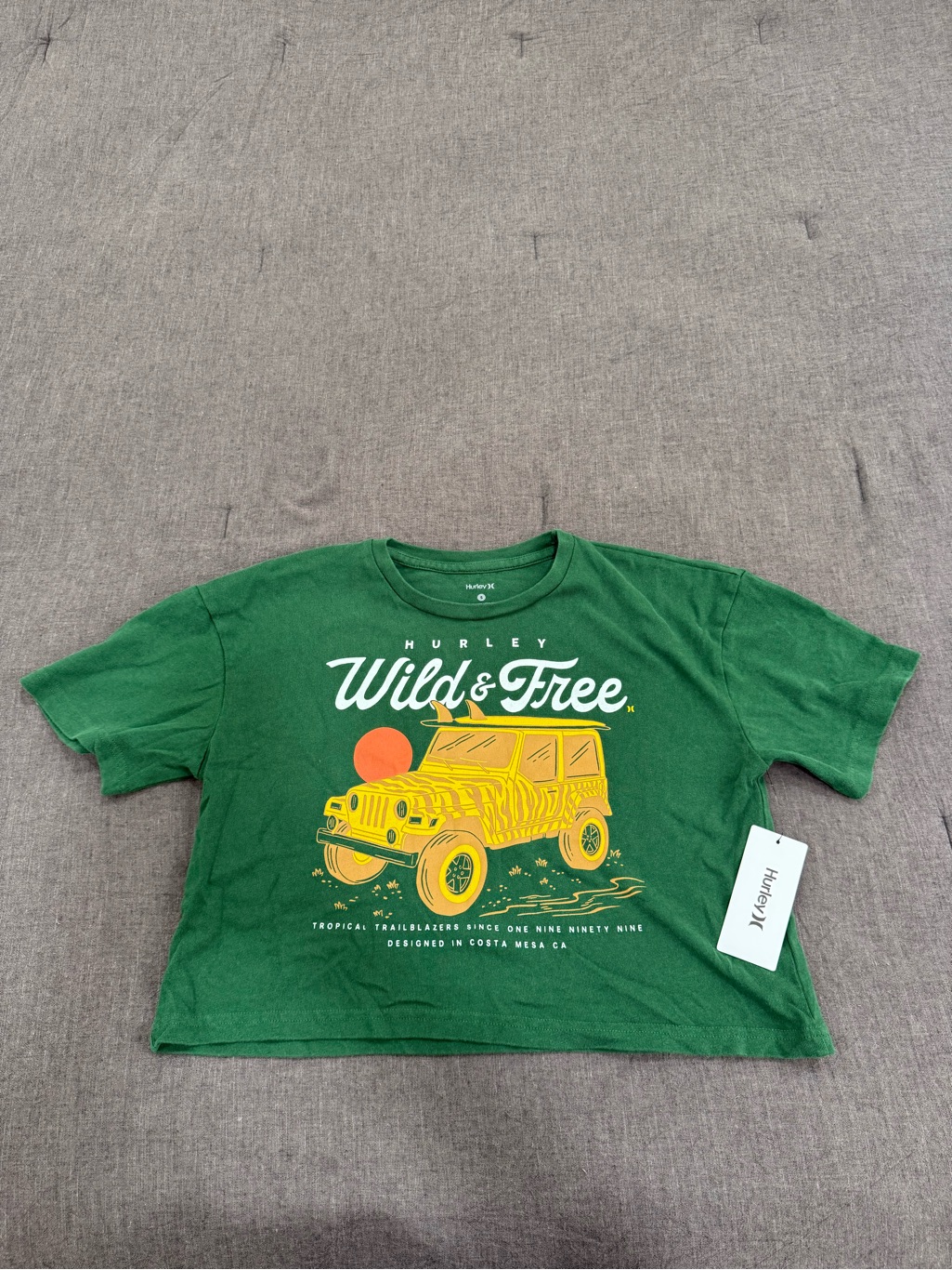 Hurley Green Tee With Yellow Jeep Graphic